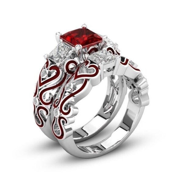 Red CZ Couple Rings - Image 4