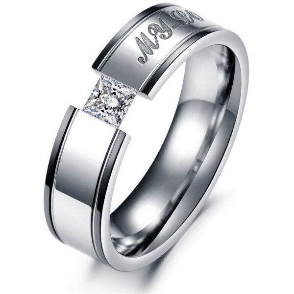 Silver Crystal Couple Rings - Image 2