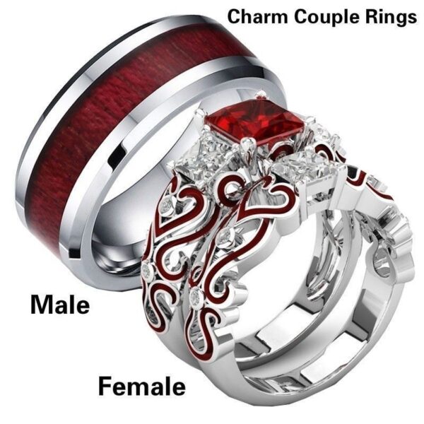 Red CZ Couple Rings
