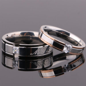 Silver Crystal Couple Rings
