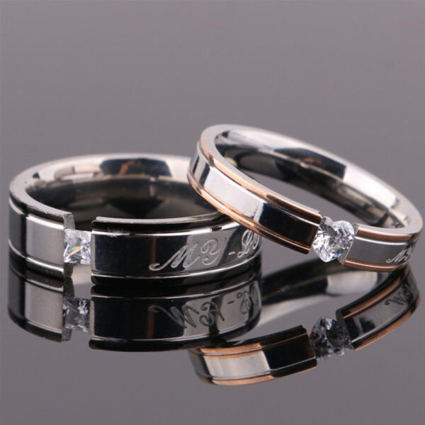 Silver Crystal Couple Rings