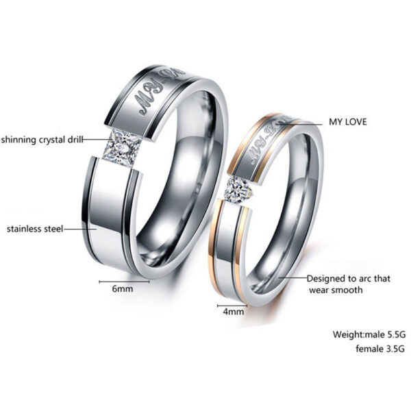 Silver Crystal Couple Rings - Image 4