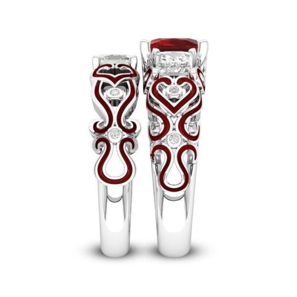 Red CZ Couple Rings - Image 3